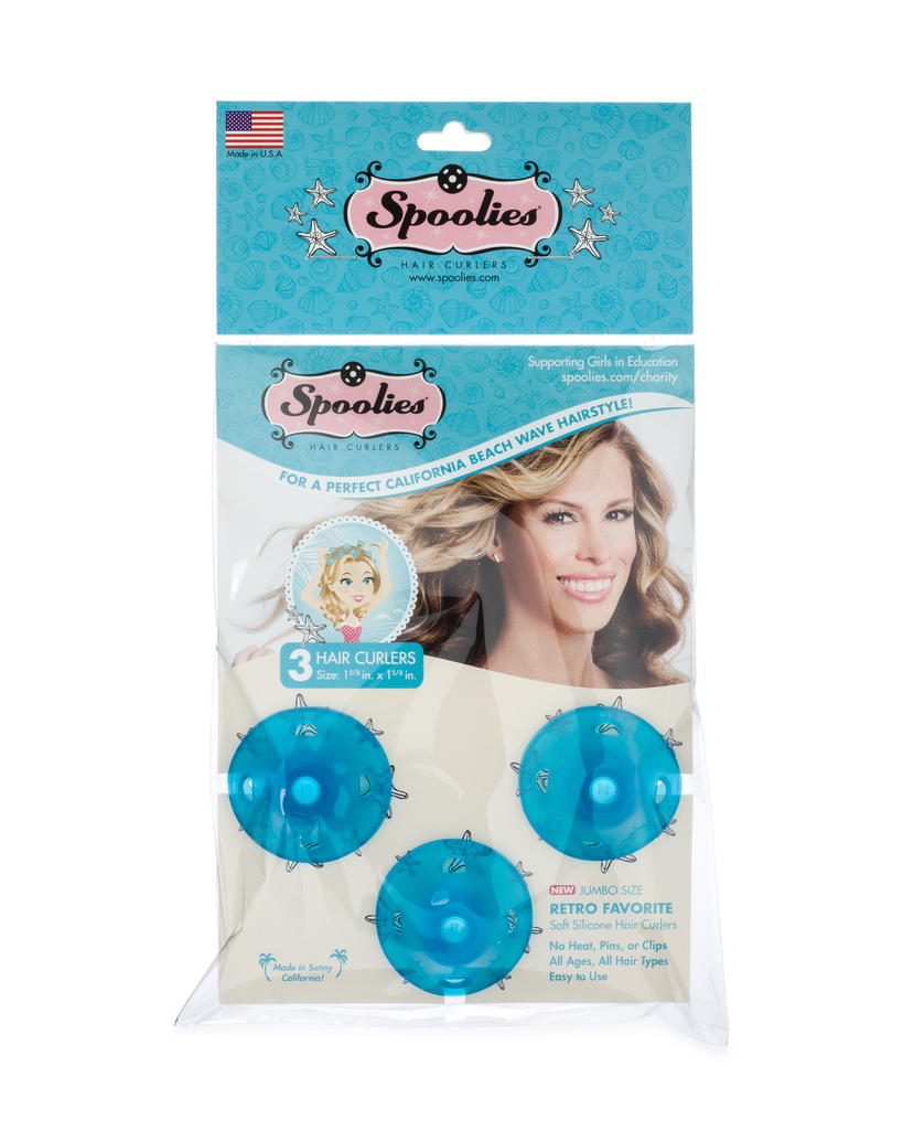 3pc Pack Jumbo Size Beachy Blue Spoolies Hair Curlers