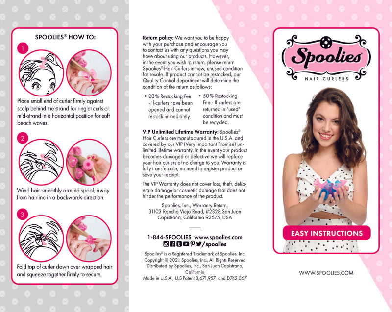Spoolies Jumbo Hair Curlers Shadow Black 15 pc + Leave-in Spray