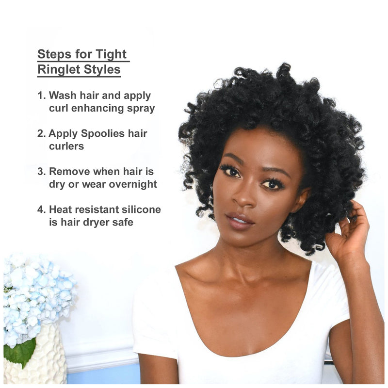 Spoolies Medium Hair Curlers Shadow Black 24 pc + Leave-in Spray