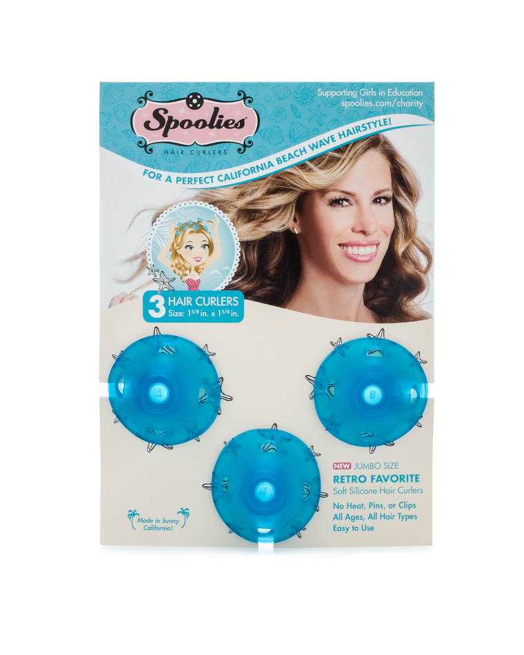 3pc Pack - Jumbo Size Beachy Blue Spoolies® Hair Curlers