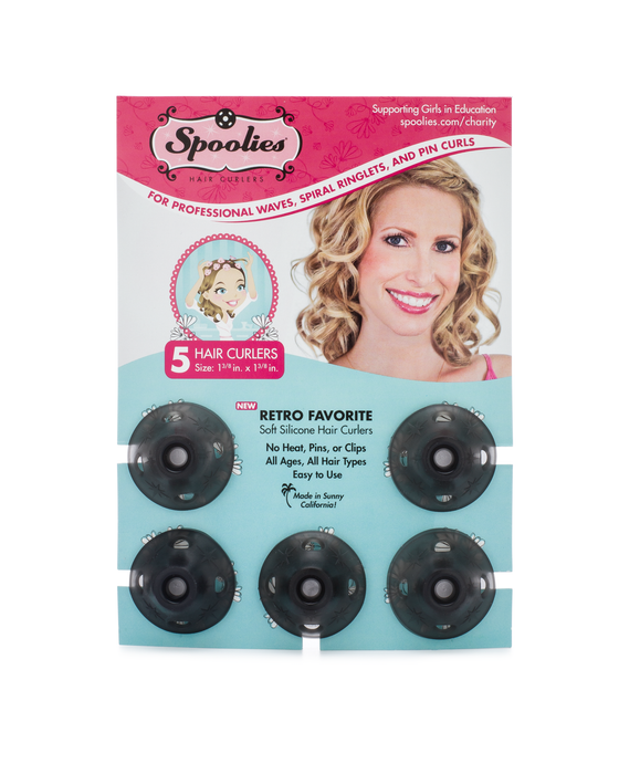 5pc Pack - Shadow Black Spoolies® Hair Curlers