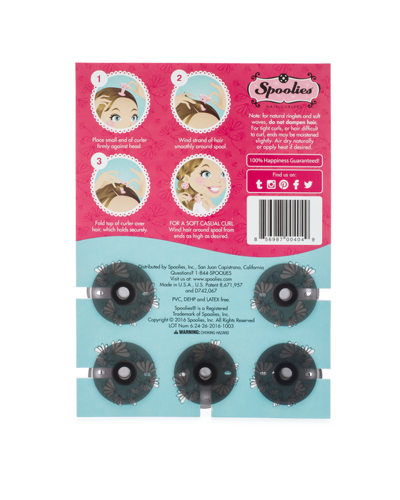5pc Pack - Shadow Black Spoolies® Hair Curlers