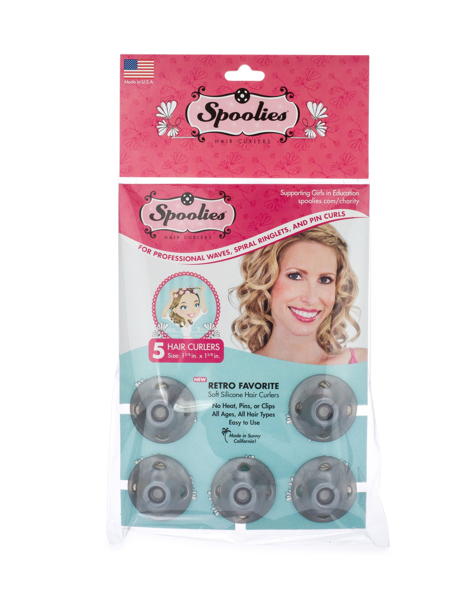 5pc Pack Silver Edition Spoolies Hair Curlers