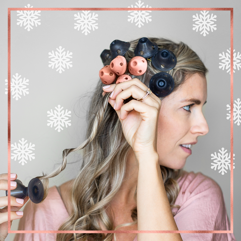 Spoolies Hair Curlers Combo Pack Rose Gold and Shadow Black 35 pc